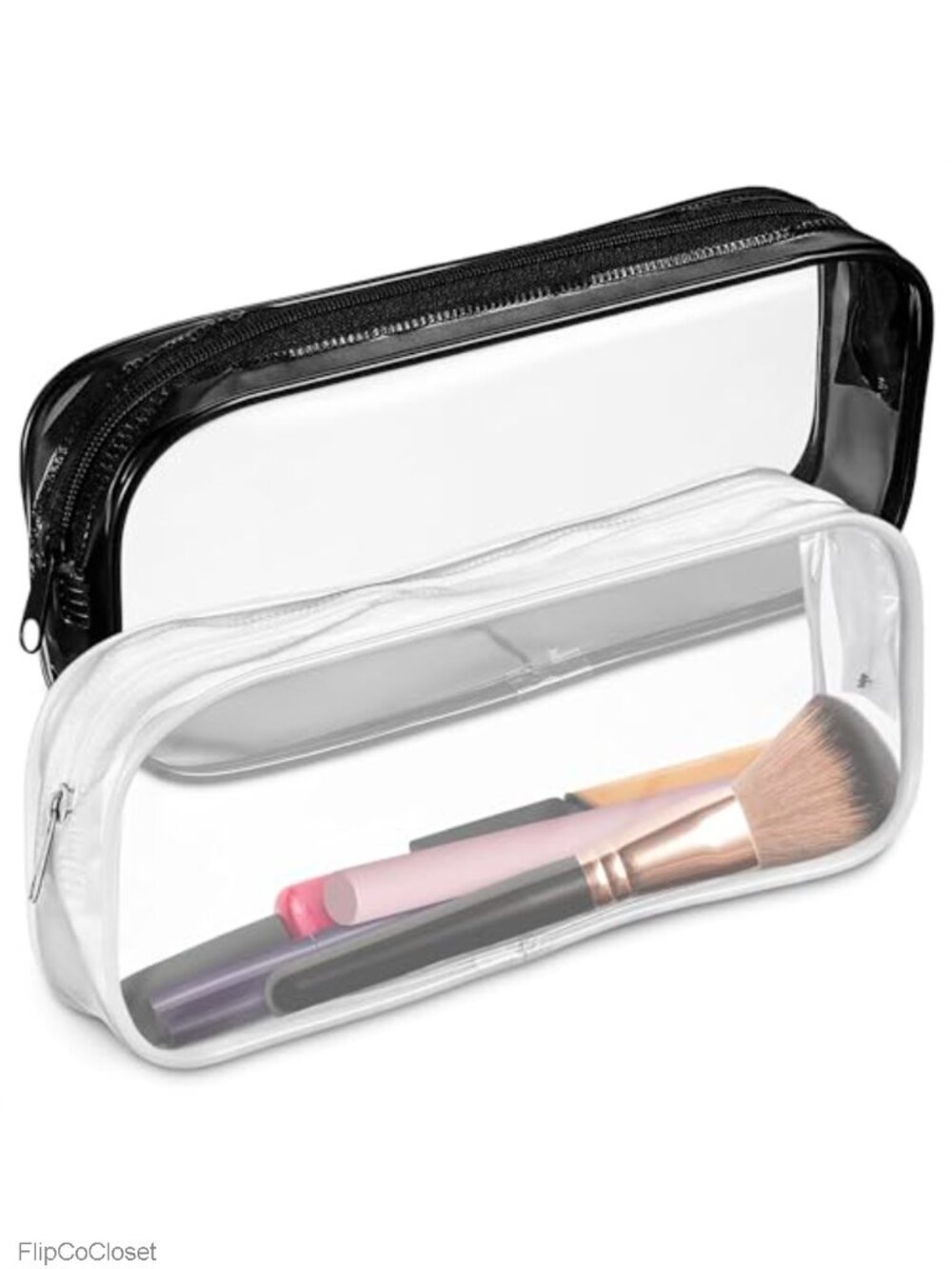 Small Clear Makeup Bag for Purse, PVC Plastic Set of 2, Transparent Cosmetic